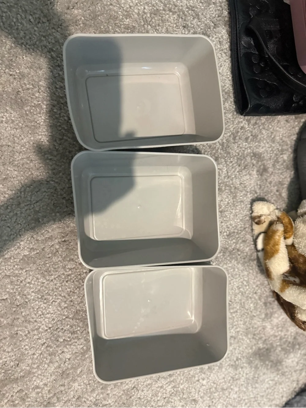 Set of 3 Rectangular White Storage Bins
